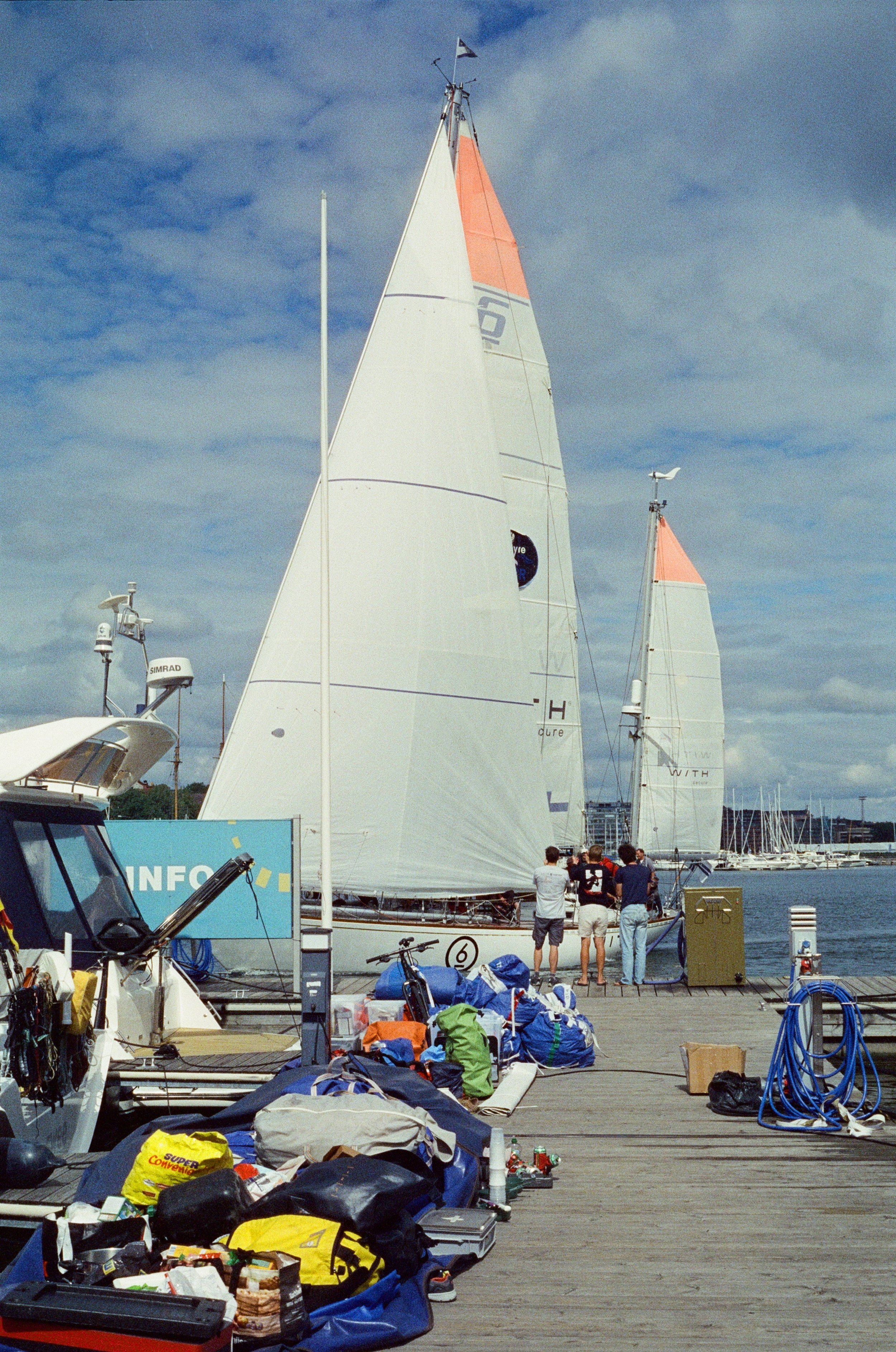 On Galiana, we love sailing and minimize the use of the engine. Here approaching the RORC Baltic Sea Race harbor in Helsinki