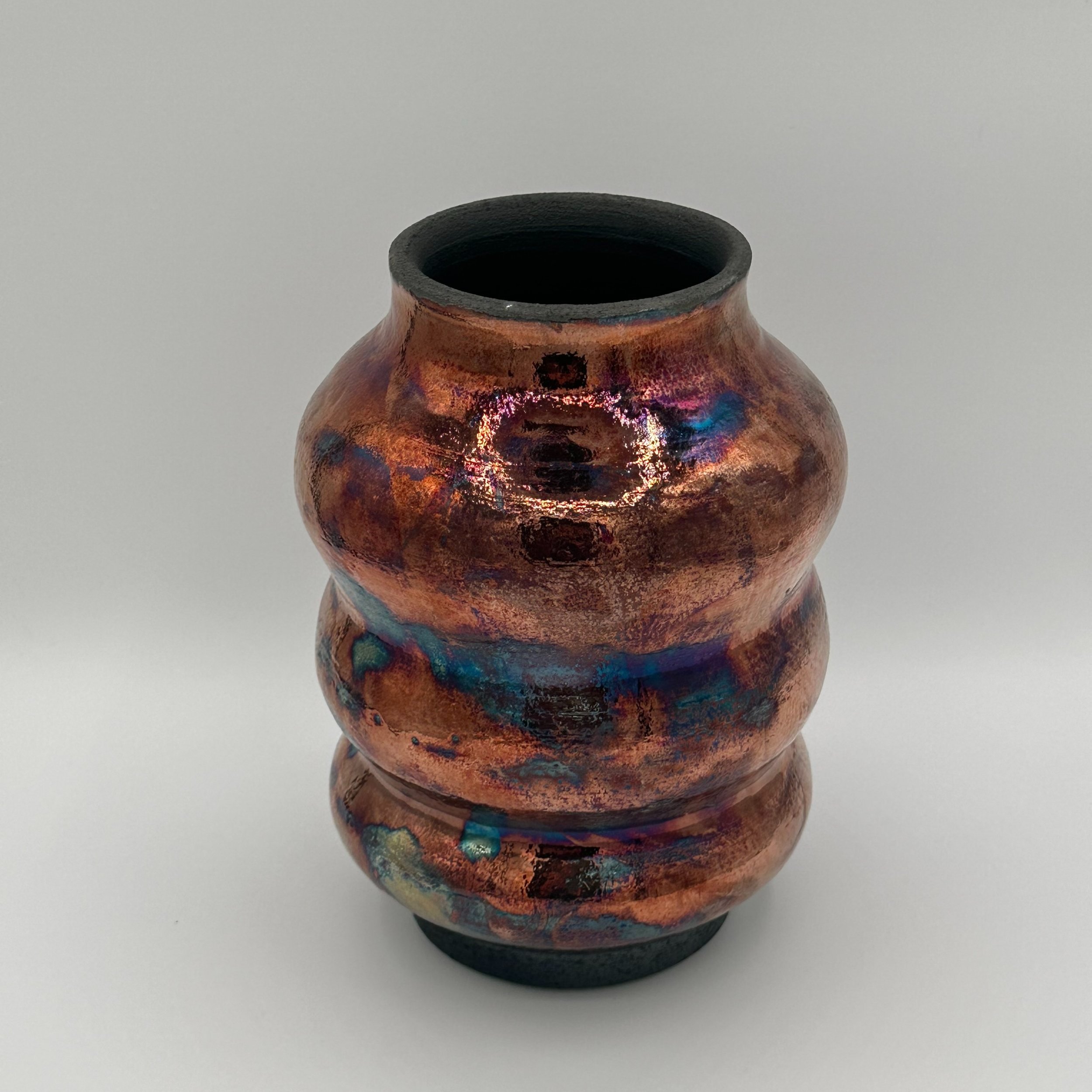 Raku vase, wavy