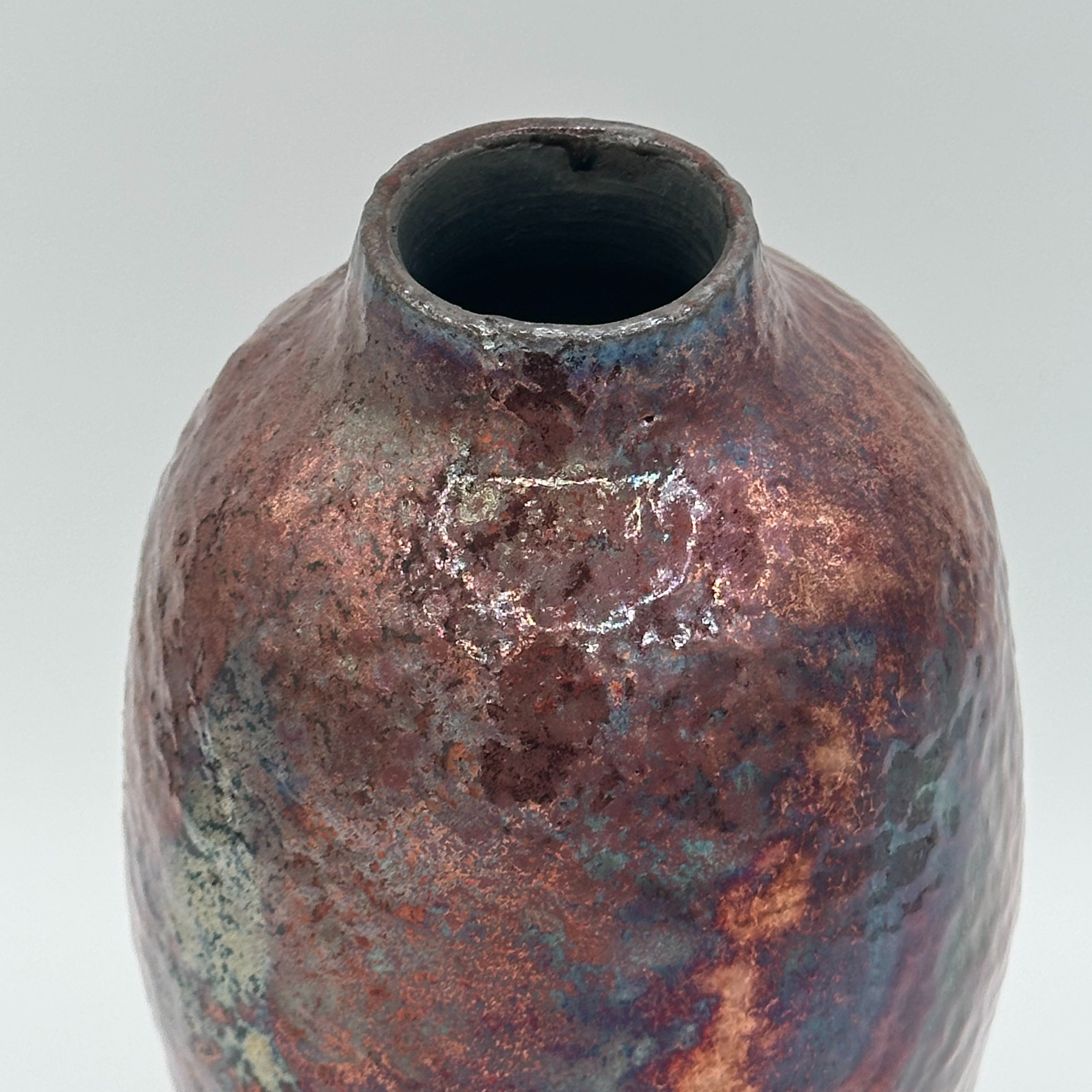 Raku vase, copper