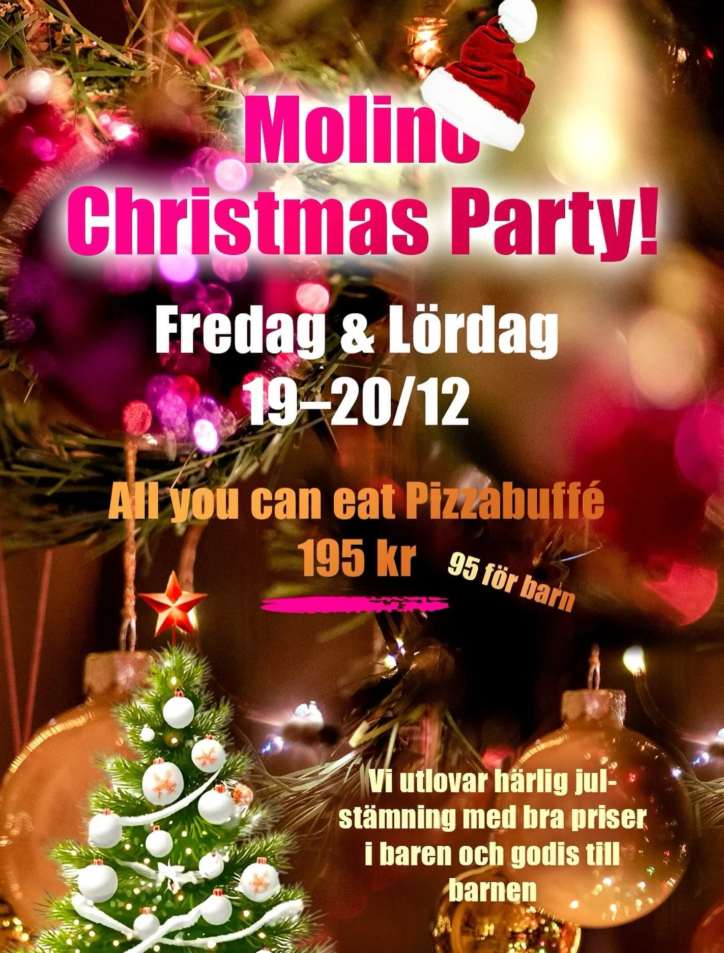 Welcome to our very last party this year! It will be a fun Christmas party before we close during jan, feb and march. Hope to see you all there 🎄🎅🏼🍕🍷❤️🎉