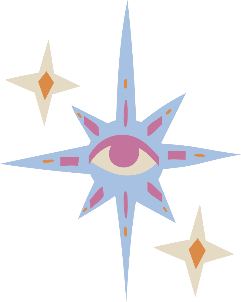 A stylized illustration of a glowing star compass, representing spiritual guidance and wisdom.