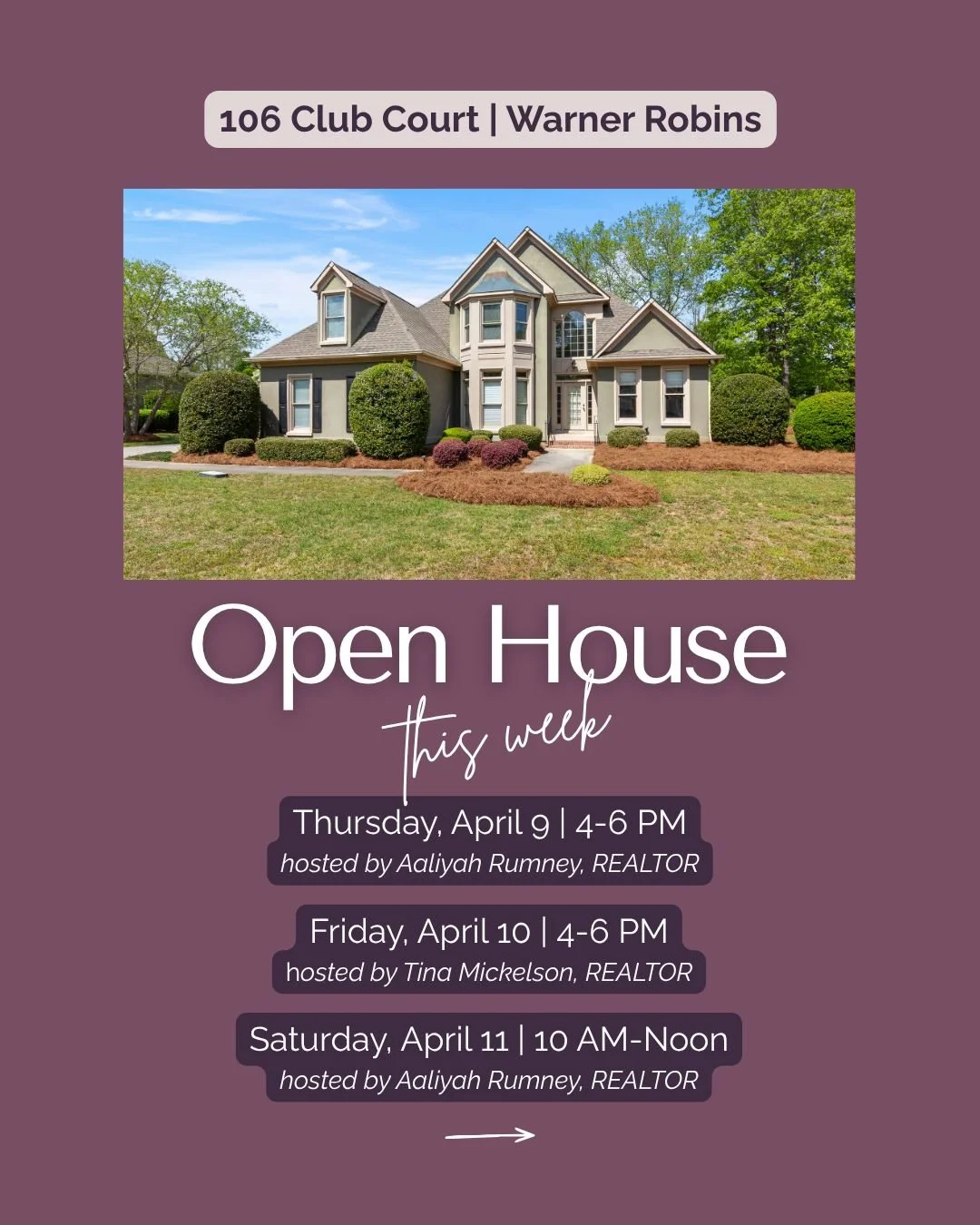 Join us this week with three chances to tour this beautiful waterfront home in Statham&rsquo;s Landing!

With incredible views, a spacious layout and lots of wonderful features, this is one you&rsquo;ll want to see in person.

Open house times:
Thurs