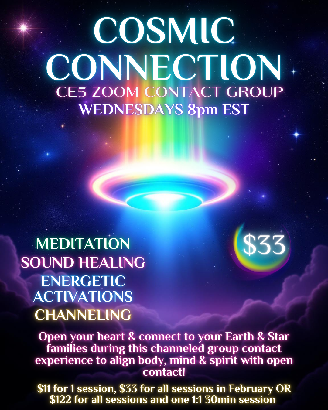 Celestial Connection: CE5 Zoom Contact Experience Wednesdays 8pm est