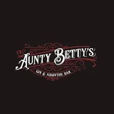 Logo for Aunty Betty's Gin & Absinthe Bar with decorative design elements