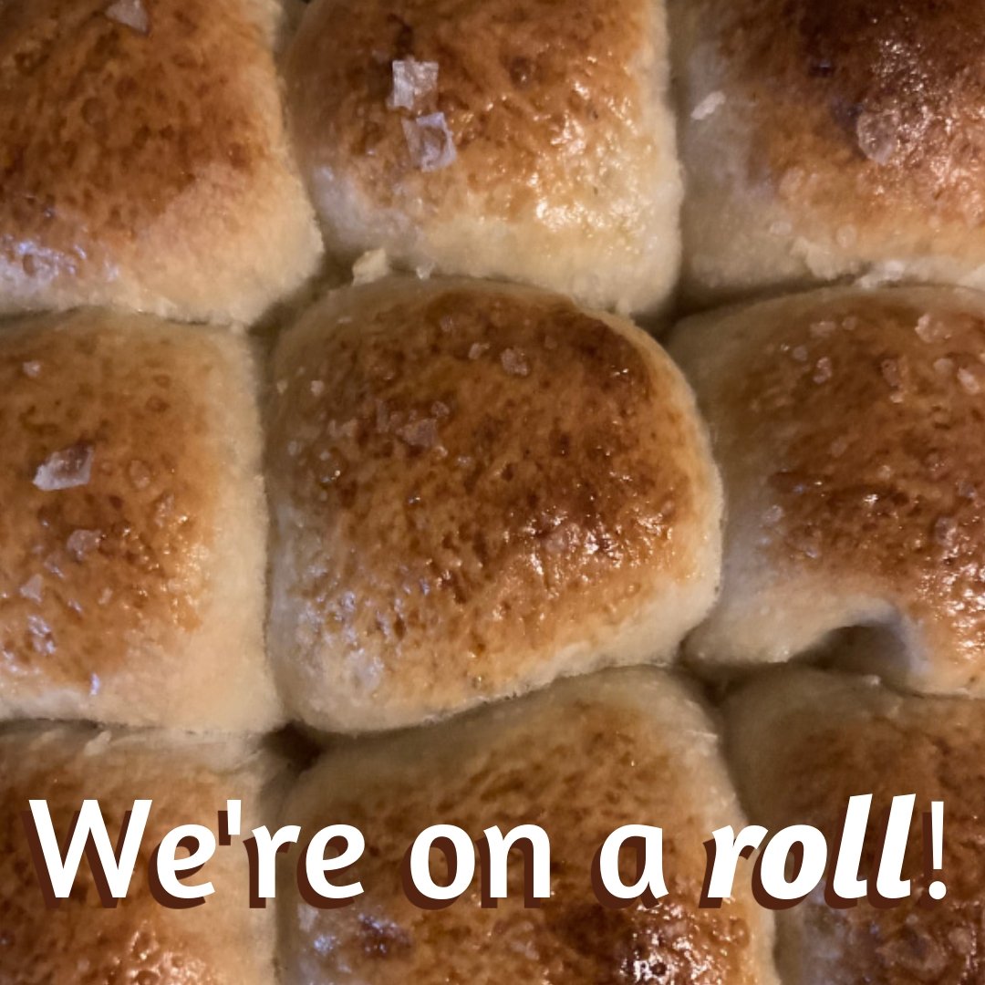 Squishy, buttery brioche rolls sprinkled with flaked sea salt and browned to perfection. Need we say more? 

Oh yeah, Angela of Flo-Dough Sourdough Breads makes these rolls right here in southern Illinois (Carbondale, baby!). The freshest, unless you
