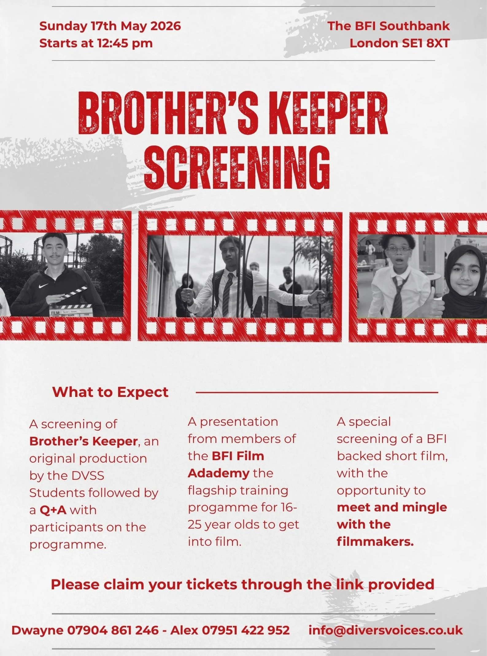 Tomorrow. BFI Southbank. Brother's Keeper. 🎬

Our DVSS students have done something remarkable. They wrote it, they filmed it, and tomorrow they screen it at one of the most iconic venues in British film.

This is what Diverse Voices Stage and Scree