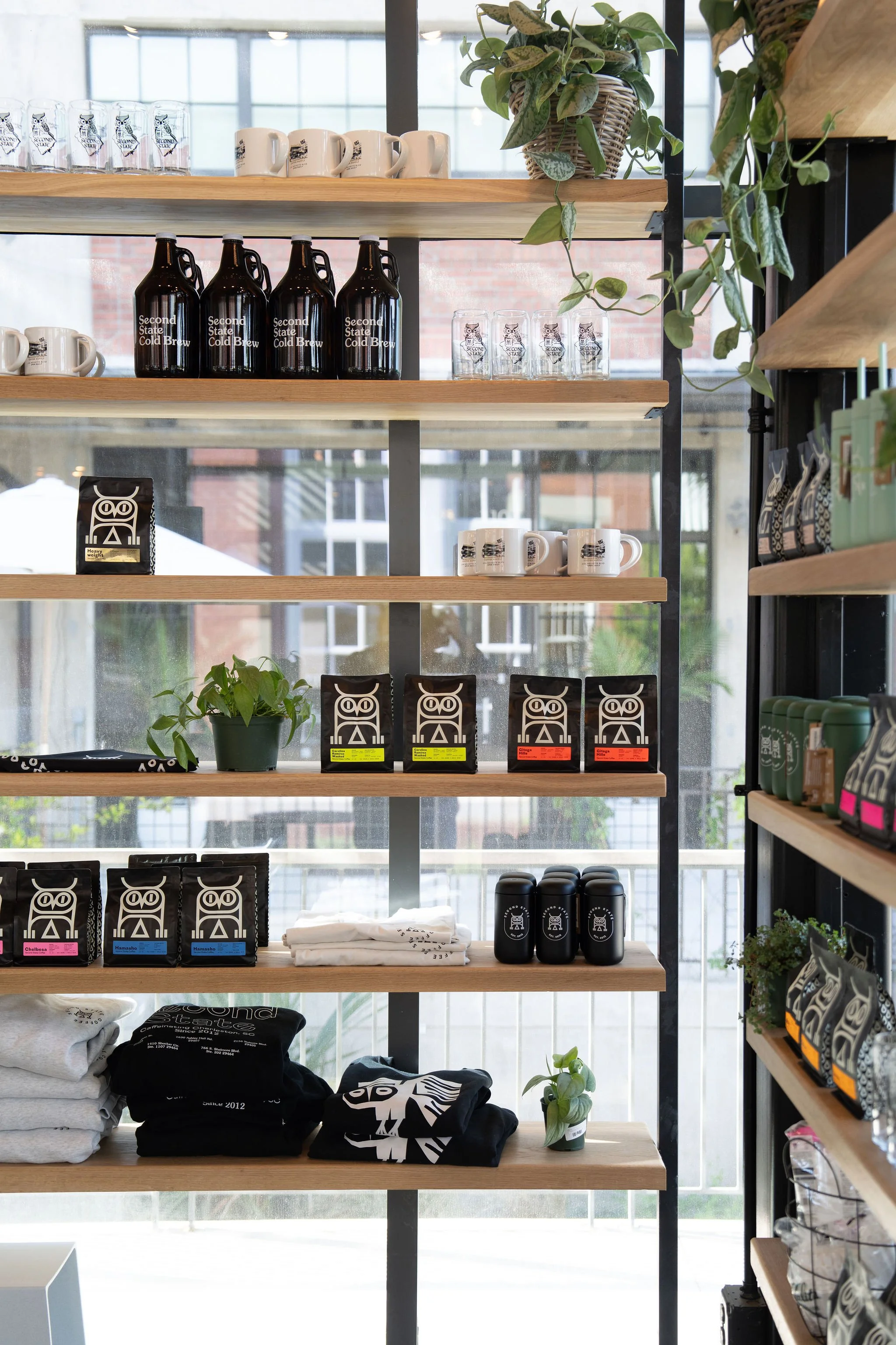 coffee on shelves