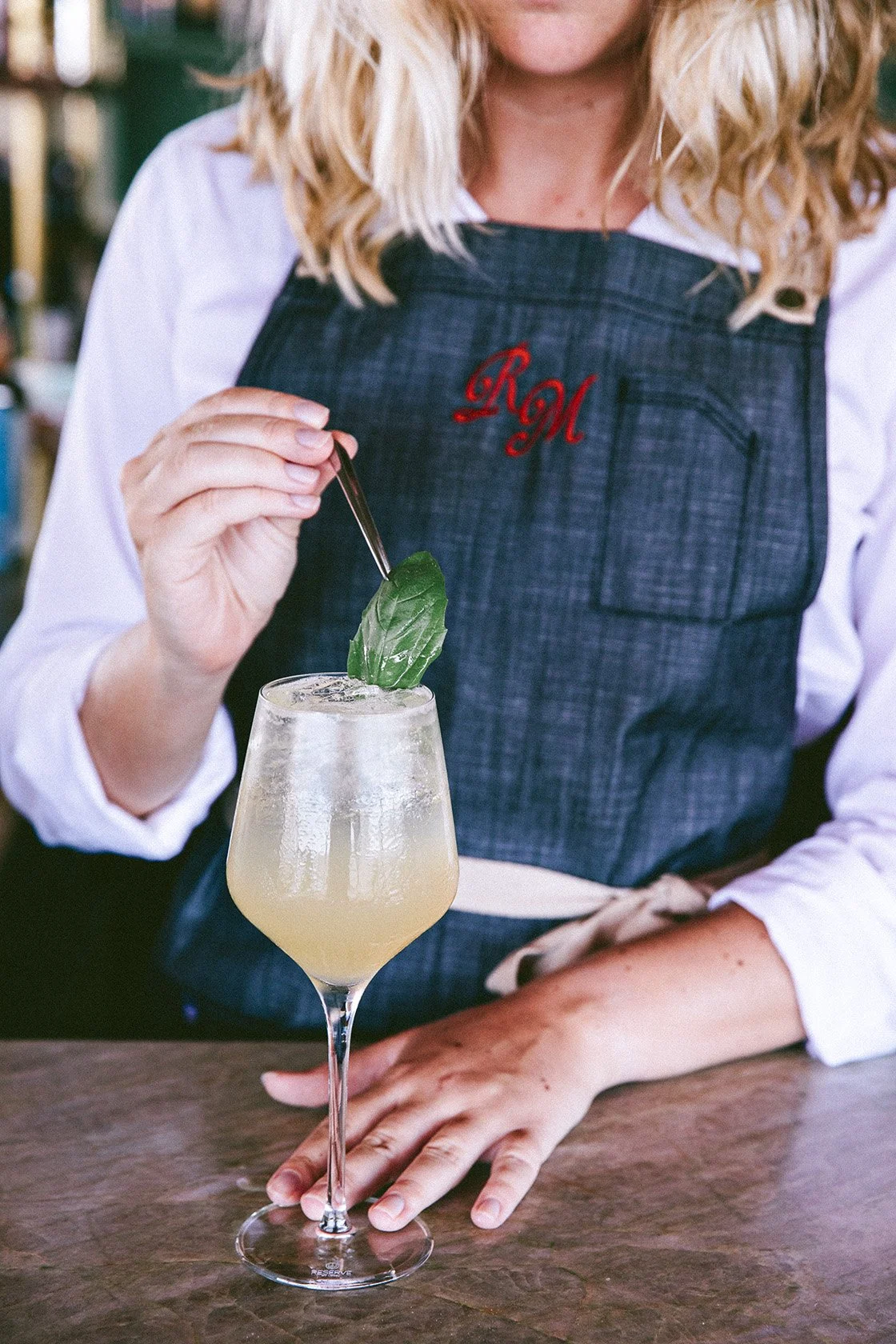 cocktail and mint sprig