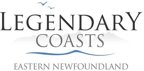 Logo for Legendary Coasts Eastern Newfoundland with a wave icon beneath the text.