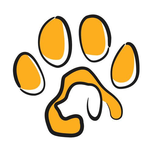 orange paw with dog in print representing the best advanced obedience training in Calgary