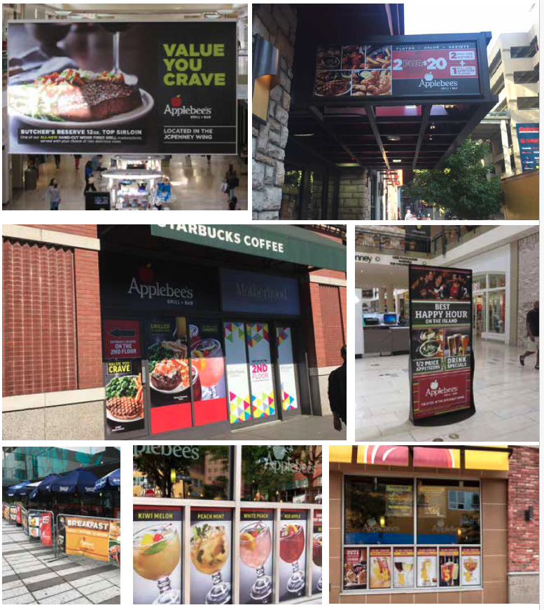 Collaborated with stakeholders and Operations to design and produce signs and storefronts for Applebee's with menus and advertisements outside and inside a shopping mall.