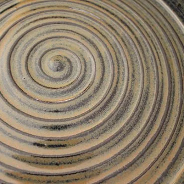 Close-up of a spiral pattern on a wooden surface, showcasing the growth rings of a tree trunk.