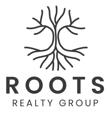 Logo of a tree with expanding roots above the text "ROOTS REALTY GROUP" in gray.