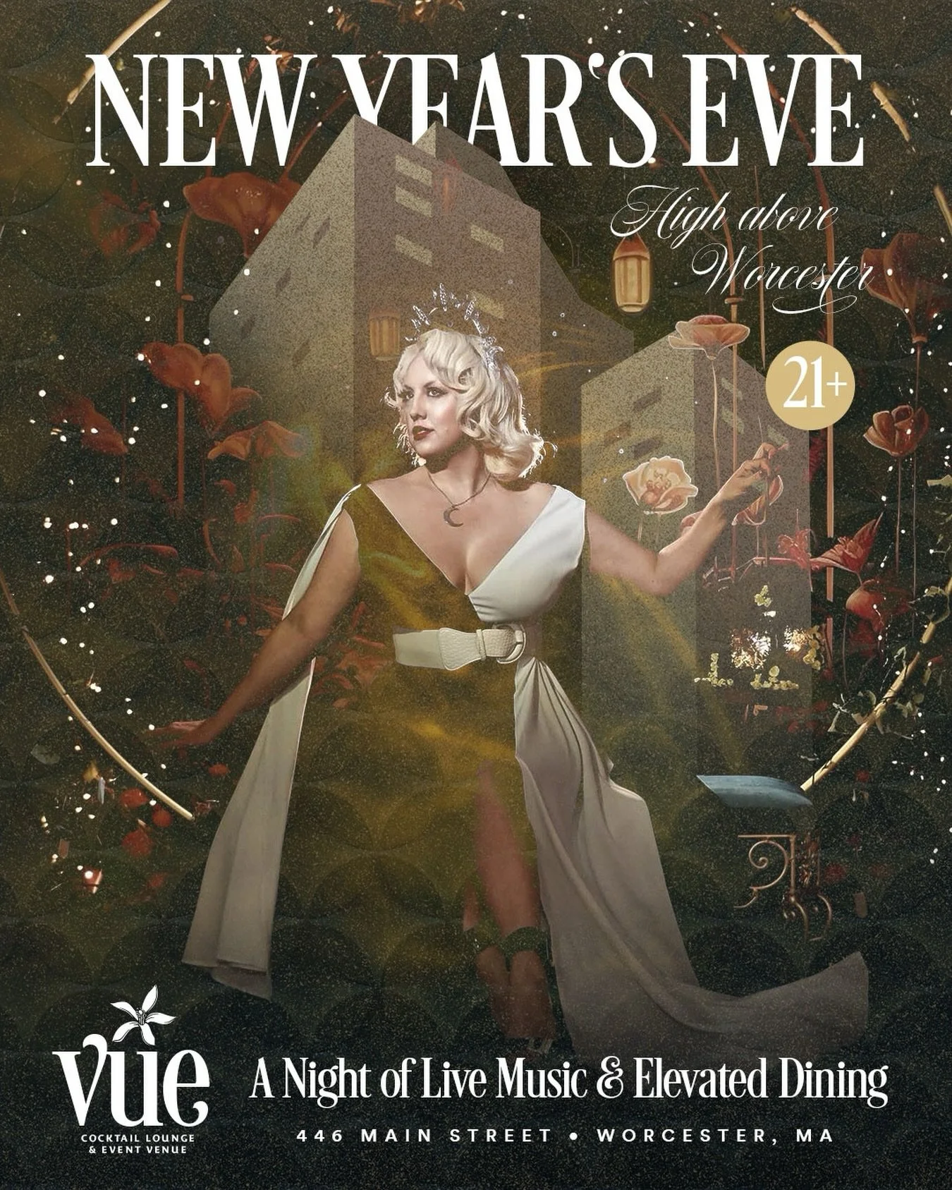 Join us for First Night high above the city at VUE Cocktail Lounge and Event Venue, located on the top two floors of Worcester&rsquo;s iconic glass tower, home to Vivienne Coastal Mediterranean. We&rsquo;ve curated two very special parties for the ev