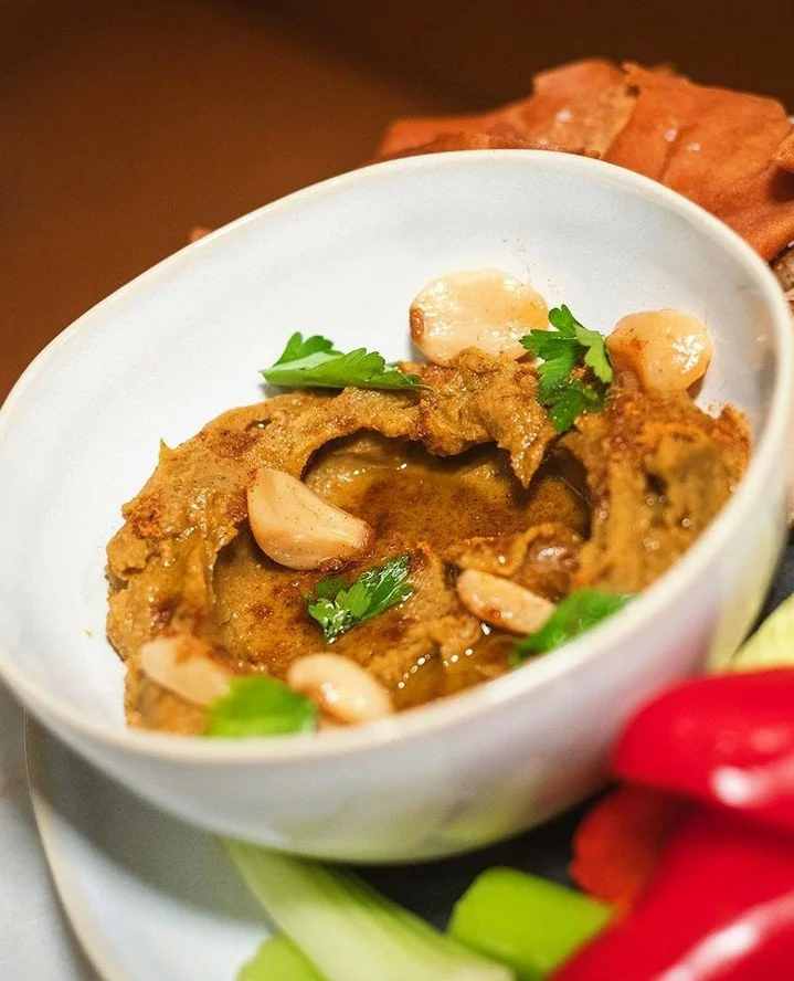 If your idea of a perfect spread is just a table full of amazing dips, this one's for you.⁠
⁠
CARROT RED LENTIL DIP⁠
ras el hanout, garlic, olive oil⁠
⁠
MELITZANOSALATA⁠
smoky eggplant, red onion, olive oil, lemon, kalamata olive⁠
⁠
HUMMUS⁠
spiced ch