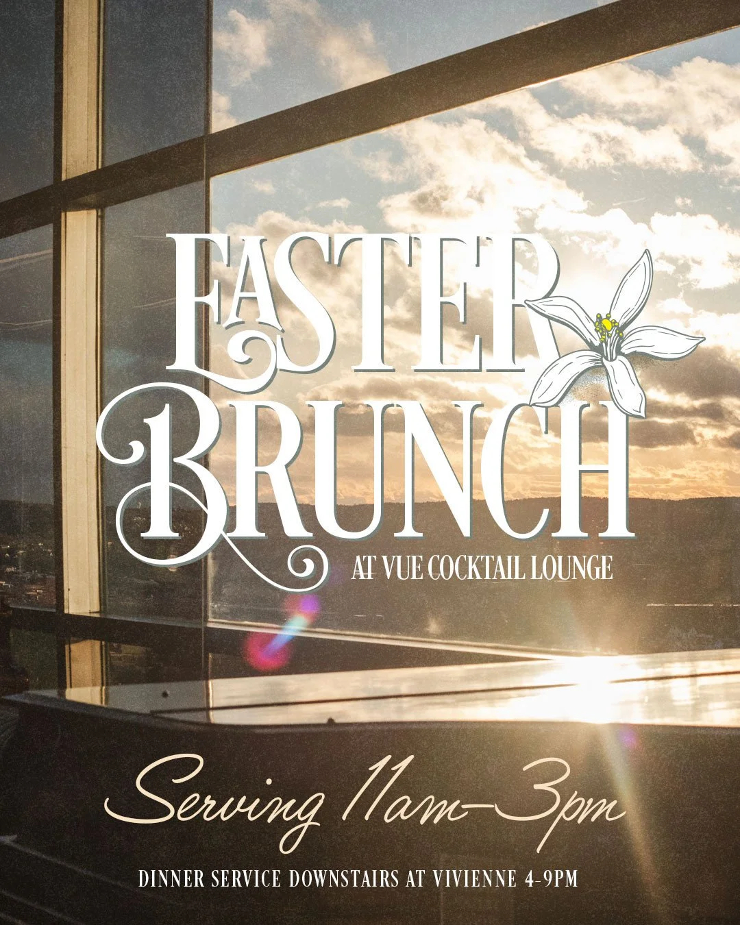 Easter plans, elevated 🌷🥂⁠
⁠
Join us upstairs at VUE for Brunch from 11am&ndash;3pm&mdash;live jazz, champagne, and a spread worth lingering over. Then make your way downstairs to Vivienne for dinner service from 4&ndash;9pm (last seating at 8pm) a