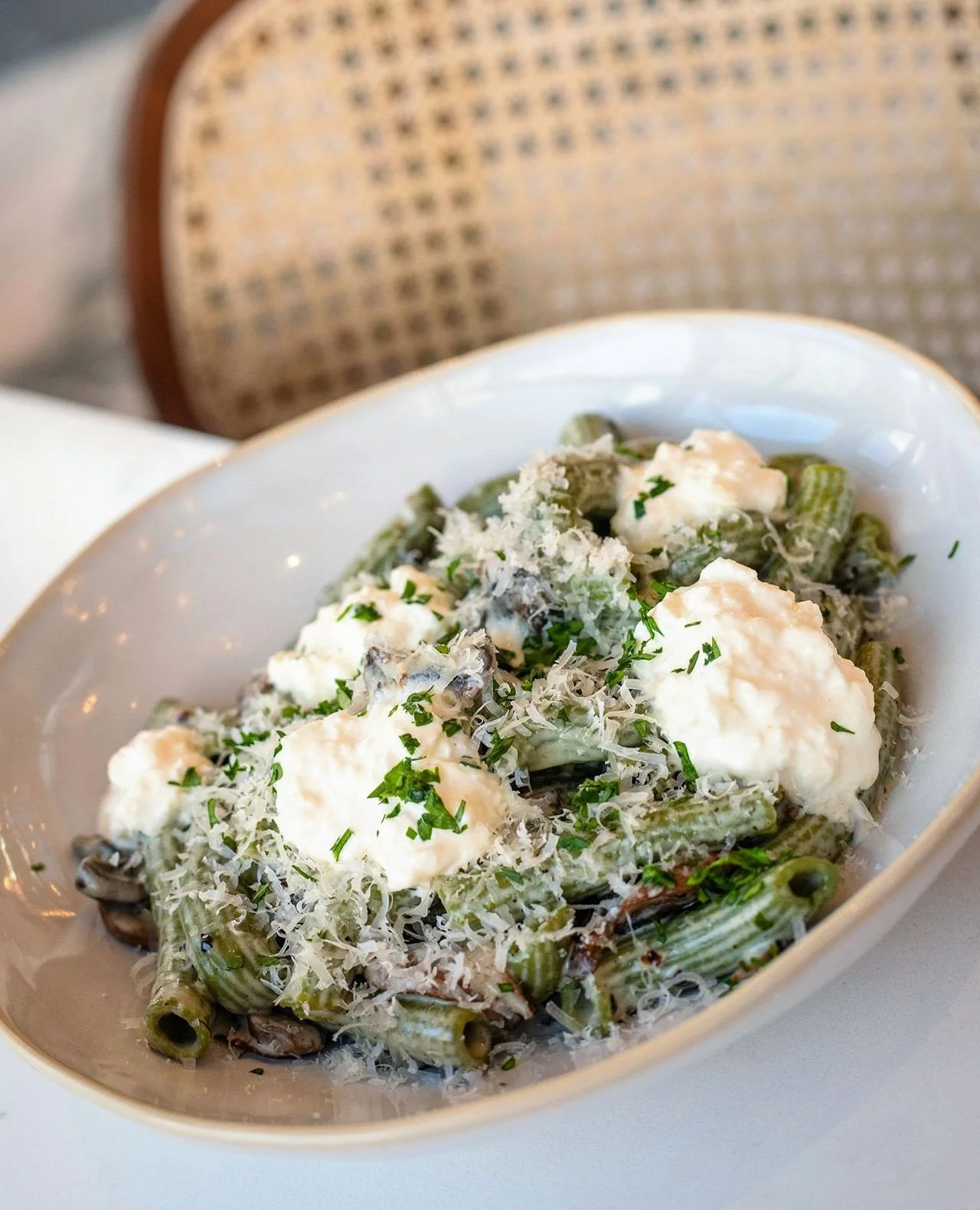 Three pastas. All made by hand. ⁠
⁠
From rich and smoky to bright and briny, our pasta lineup brings a little tour of the coast (and then some):⁠
⁠
RIGATONI CON FUNGHI AFFUMICATO &mdash; spinach pasta, smoked mushrooms, parmigiano, black pepper cream