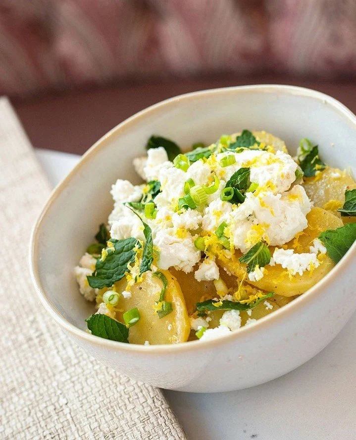 A quieter kind of indulgence&mdash;where vegetables take the lead.⁠
⁠
PATATOSALATA⁠
chilled yukon gold potatoes, green onion, mint, lemon, creamy feta⁠
⁠
CARCIOFI ALLA GUIDA⁠
fried baby artichokes, lemon saffron aioli, torn mint⁠
⁠
Find both of these