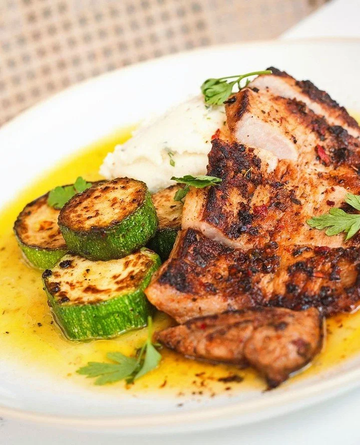 Our new Seared Iberico Secreto pairs richly marbled, souvlaki-spiced pork with creamy skordalia, saut&eacute;ed zucchini, and bright ladolemono for a dish that's bold, balanced, and unmistakably Mediterranean.⁠
⁠
Reserve your table and discover what'