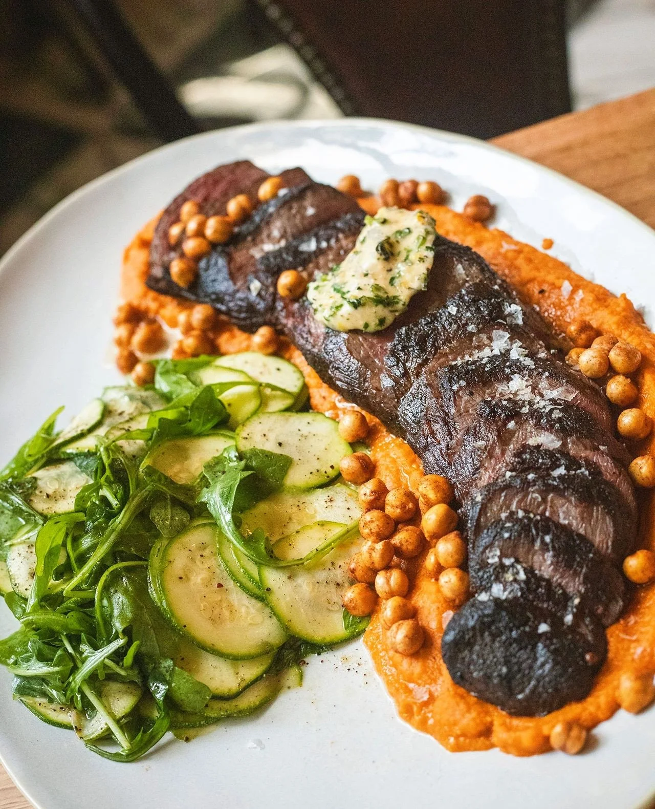 A dish you plan your weekend around.⁠
⁠
18oz. of Brandt all-natural center-cut tenderloin with spiced chickpea pur&eacute;e, zucchini salad, and baharat ma&icirc;tre d&rsquo; butter &mdash; Chateaubriand Vivienne gives you a very good reason to make 