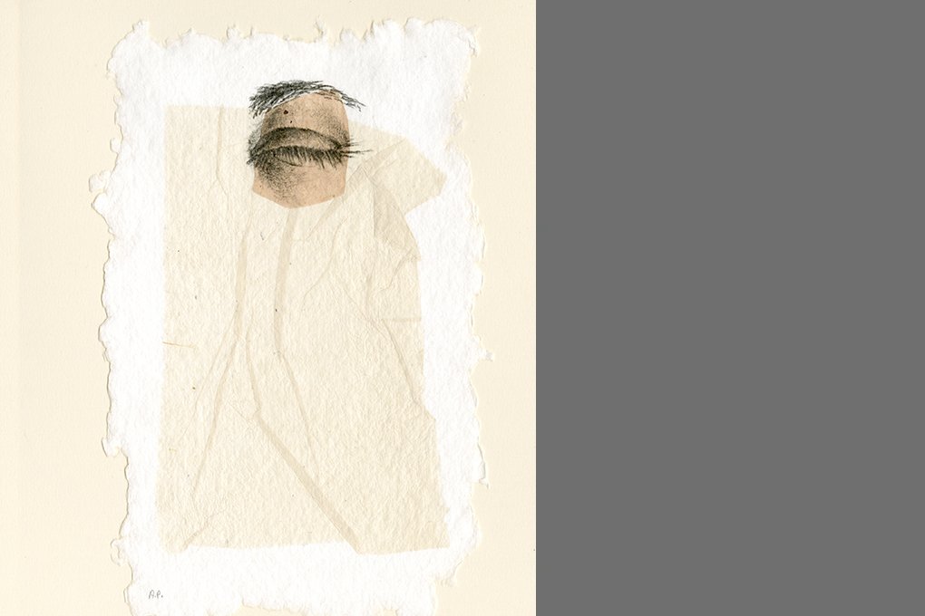   Weep II , 1995 Xerox transfer and chine-collé on hand made paper. Approx. 9 x 14 inches 