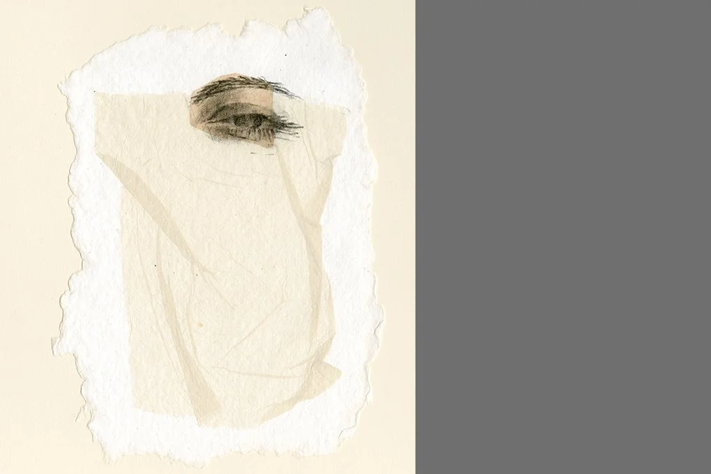   Weep III , 1995 Xerox transfer and chine-collé on hand made paper. Approx. 9 x 14 inches 