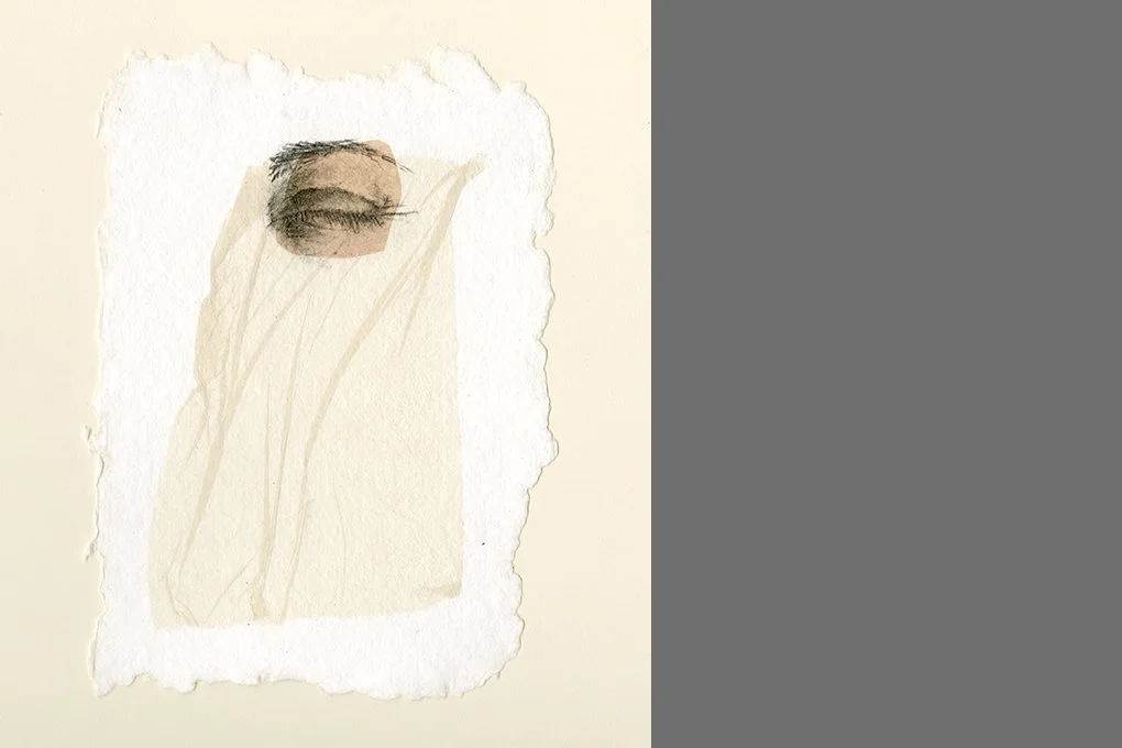   Weep IV , 1995 Xerox transfer and chine-collé on hand made paper. Approx. 9 x 14 inches 