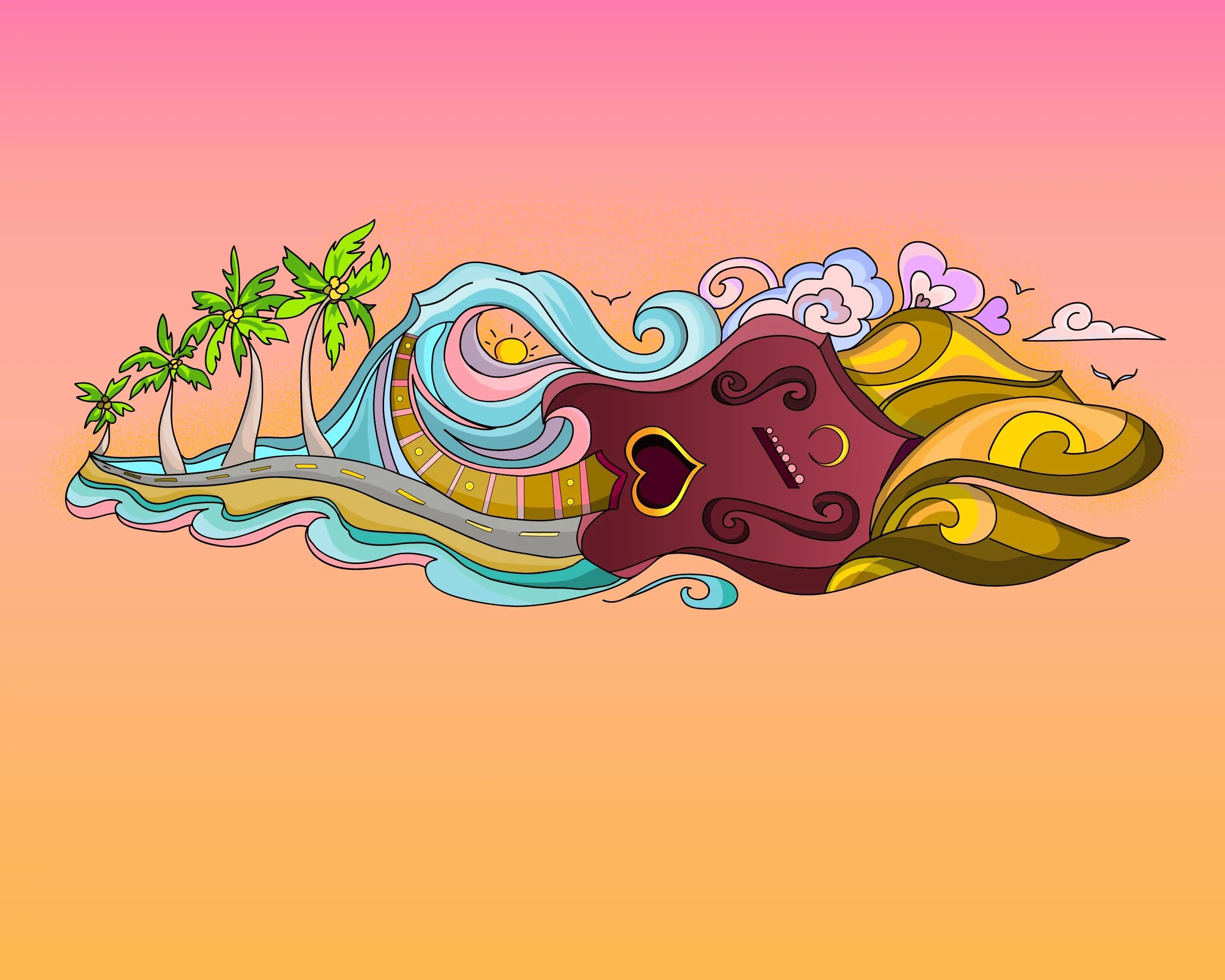 guitar waves illustration by Harmony