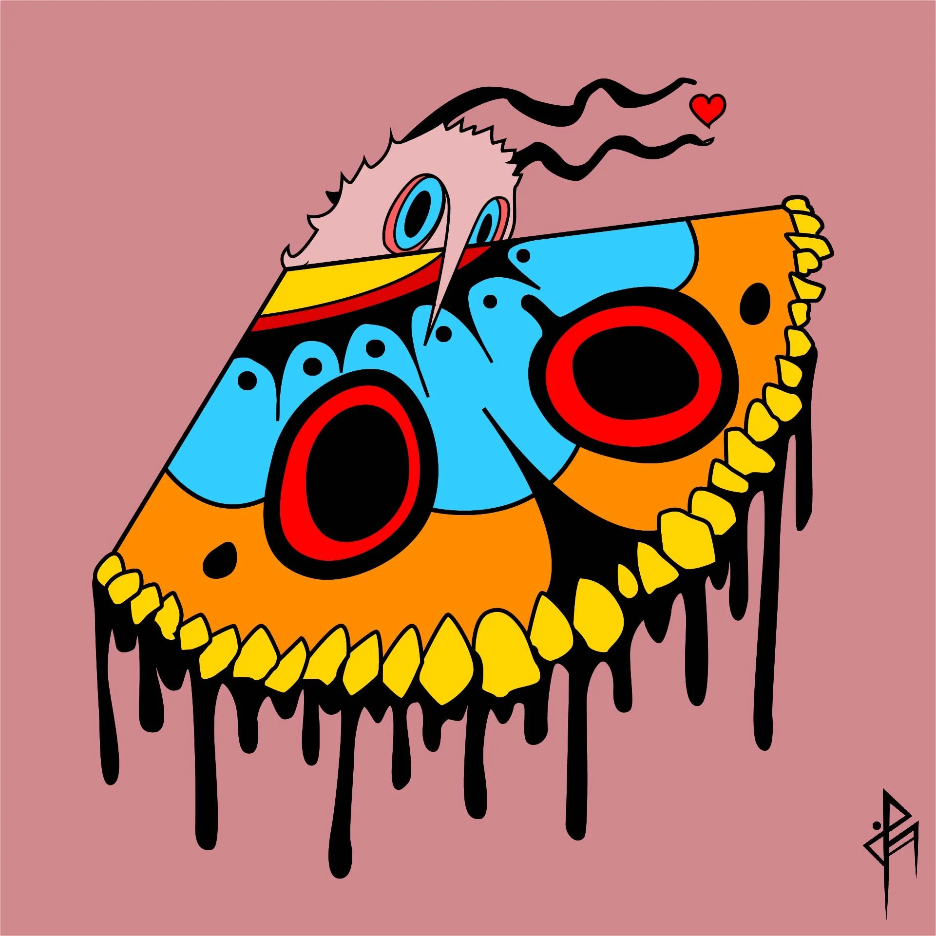 Mothy Boyz sticker design by Harmony, colourful moth character.