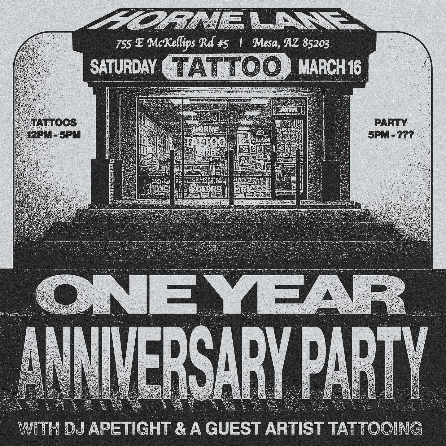 This is pretty self explanatory! Pull up get tattooed, &amp; hangout and party!! Thanks for all the support from everyone!!!! 🙏🙏

@hornelanetattoo_mesa 
@hornelanetattoo_mesa