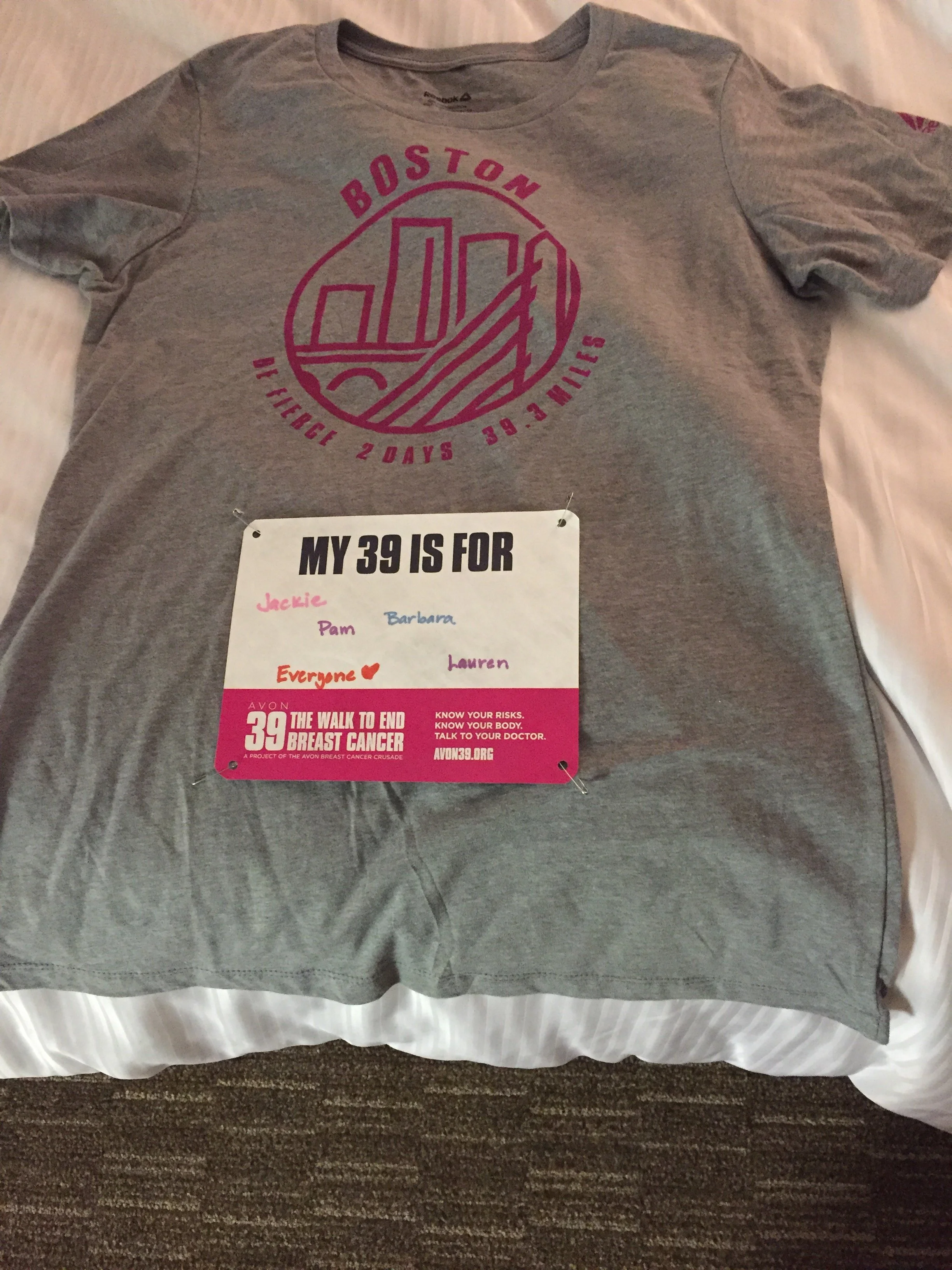 I walked alone, but not in spirit.  I had key friends with me on my badge.
