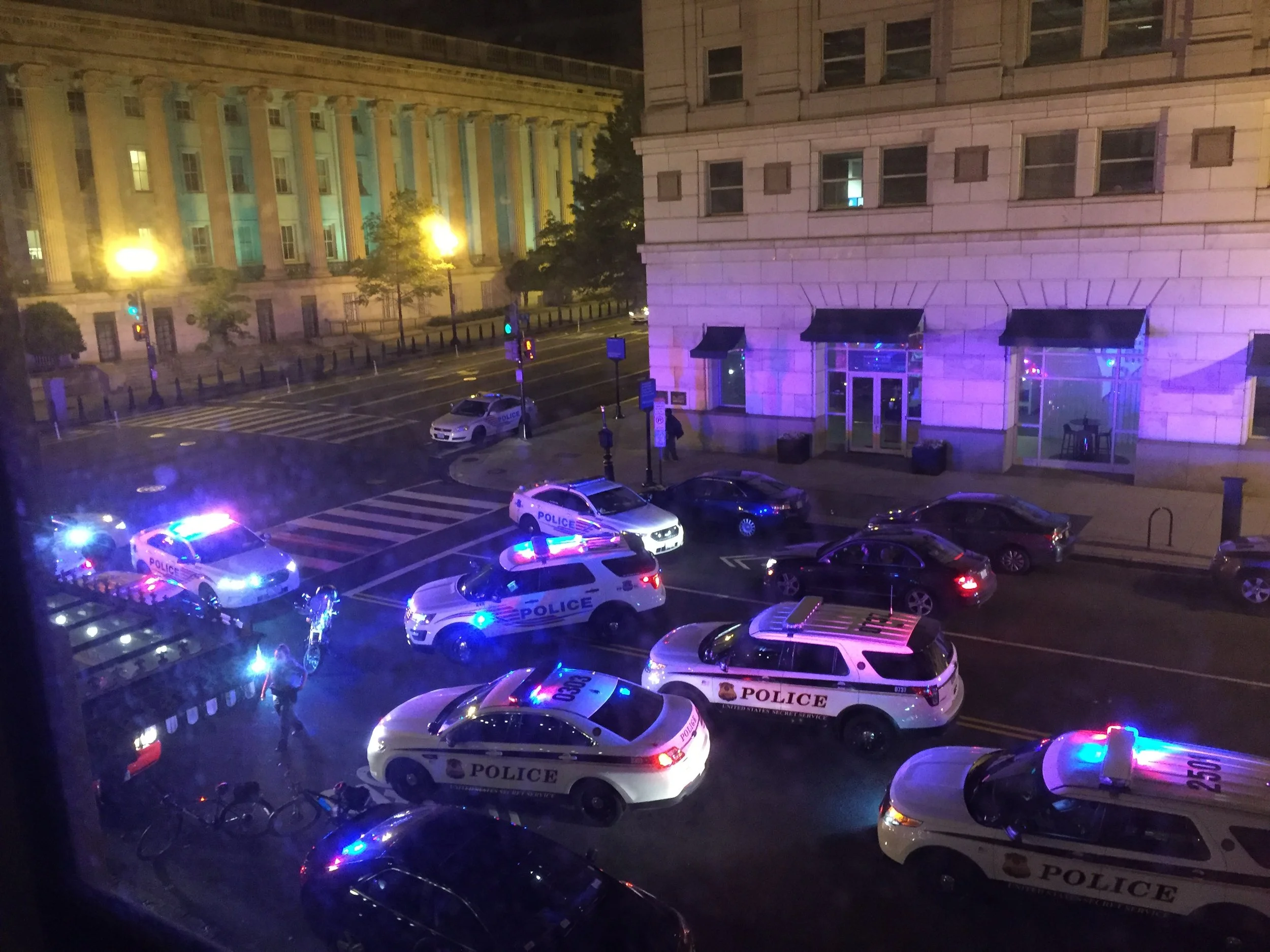 A commotion outside my hotel that evening.  I am happy to say it was nothing I had done.