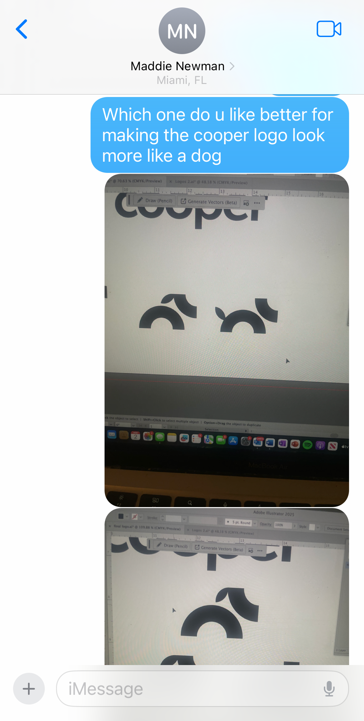 Screenshots of a design process for a Cooper logo, showing stylized black dog shapes, with software interface visible.