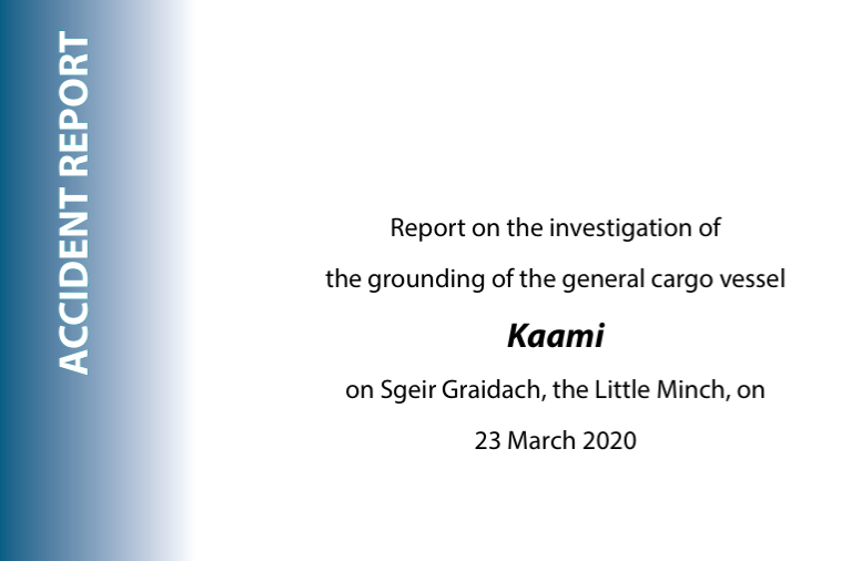 Cover page of MAIB report into vessel Kaami
