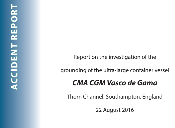 Cover page of MAIB report into vessel Vasco De Gama