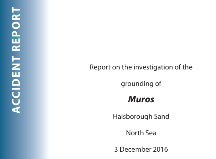 Cover page of MAIB report into MV Muros
