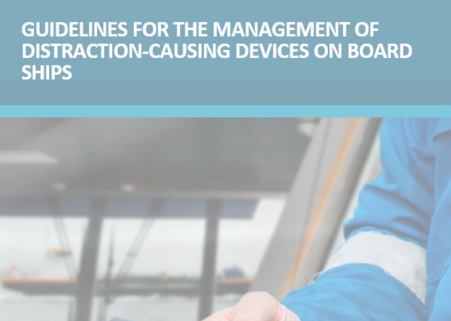 Cover page of a guide titled 'Guidelines for the Management of Distraction-Causing Devices on Board Ships'