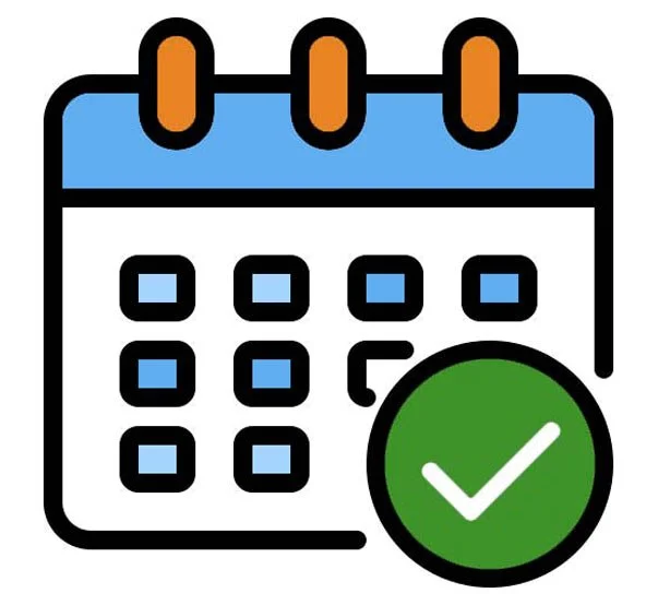 Reservation calendar with green check mark icon