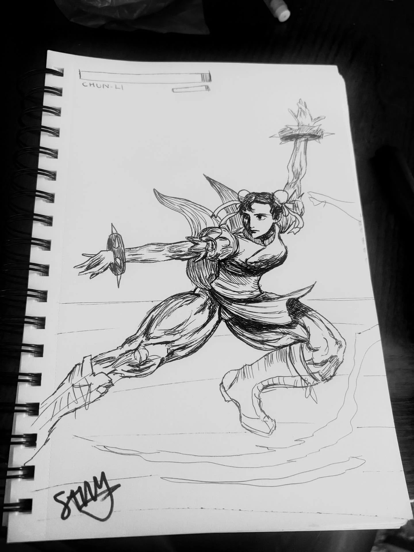 #inktober day 12: shredded đĨ had to draw my favorite muscle mommy, Ms. Queen of Leg Day herself, Chun-Li đ she’s always been my fitness body goals #inktoberday12 #pendrawing #art #savvyart #chunli #sf6 #streetfighter