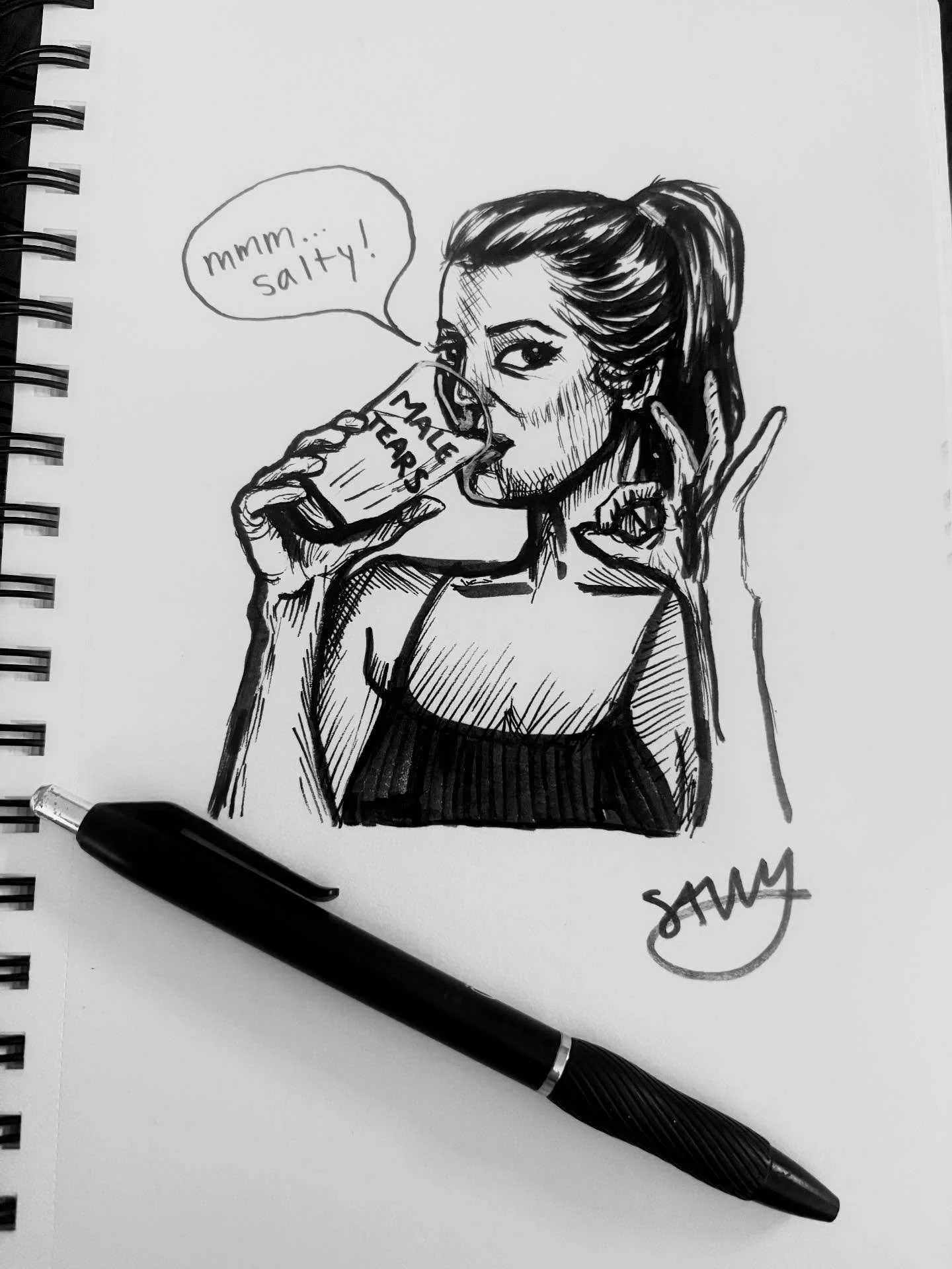 #inktober day 13: drink. Sometimes after a workout, you gotta replenish your electrolytes đ #inktoberday13 #pendrawing #drawing #art #savvyart @inktober