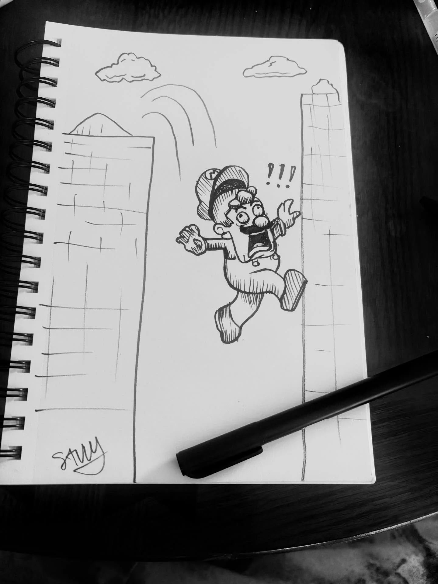 #inktober day 16: blunder. I love doing these quick pen drawings for this challenge! I find it’s so much easier to consistently dedicate 5-10mins to a drawing every day. #inktoberday16 #mario #art #savvyart @inktober #drawing #pendrawing