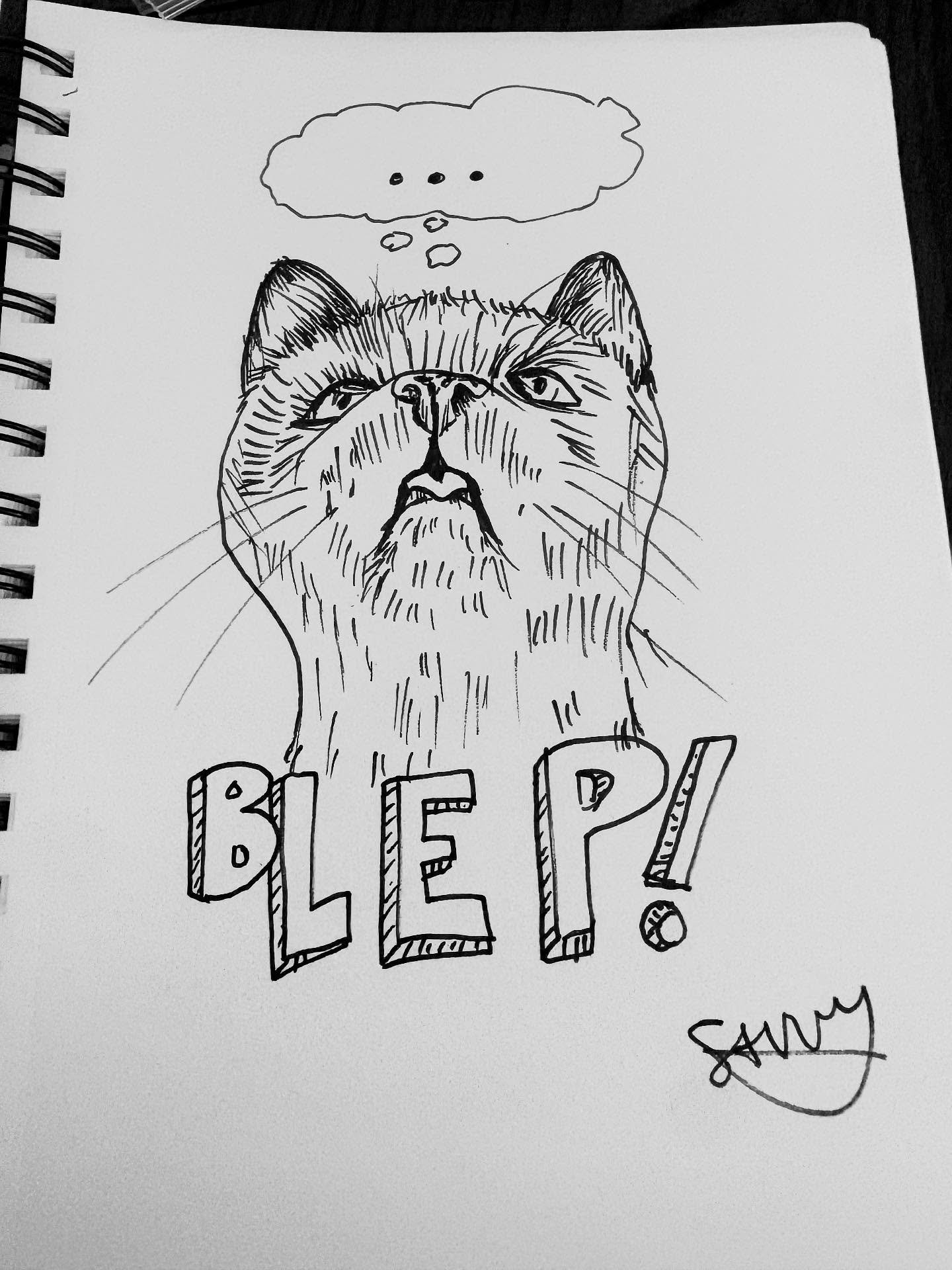 #inktober day 30: vacant. If I wasn&rsquo;t supposed to draw cats for every prompt, why is everything so relatable to cats? 🐈&zwj;⬛ #art #inktoberday30 #drawing #blep #vacant #savvyart