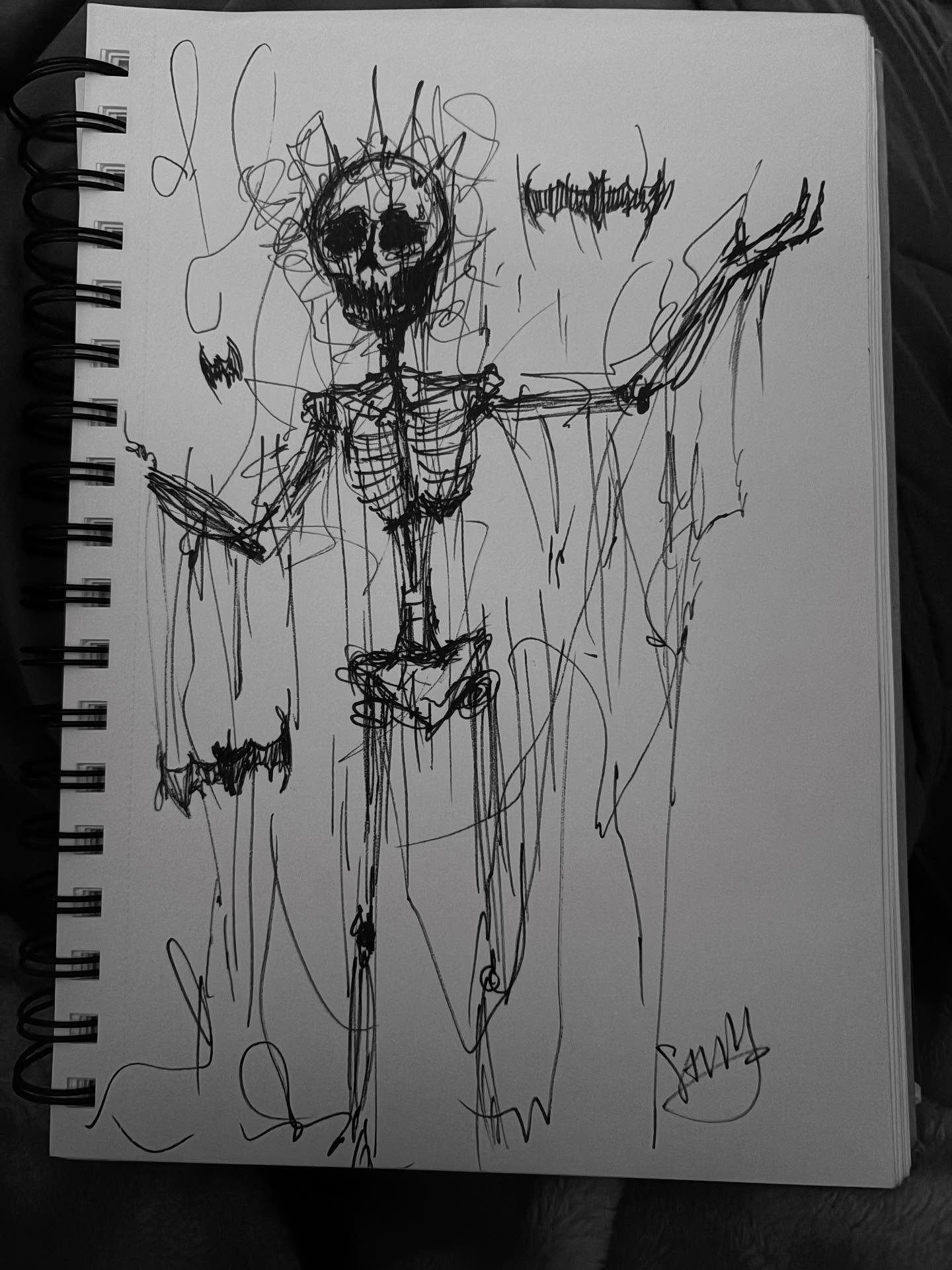 #inktober day 28: skeletal. Almost missed today&rsquo;s Inktober! My power went out all night so it disrupted my routine. Thankfully my power is back on and I still had some time left of today (kinda) 😝 #art #savvyart #pendrawing #drawing @inktober 