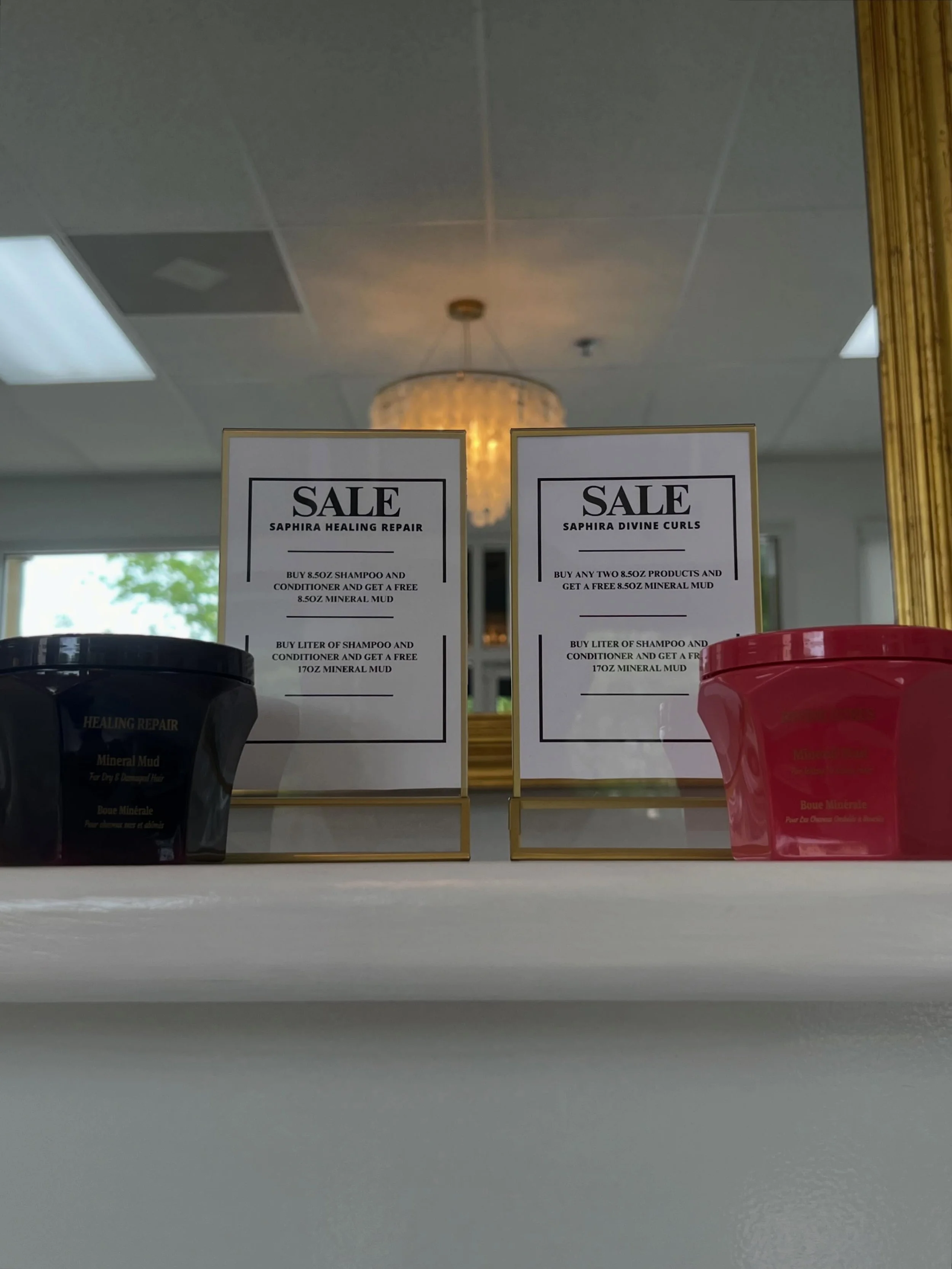 SALE!!!
Saphira Healing Repair Mineral Mud:
- Buy 8.5oz shampoo and conditioner and get a FREE 8.5oz mineral mud
- Buy liter of shampoo and conditioner and get a FREE 17oz mineral mud

Saphira Divine Curls Mineral Mud:
- But any two 8.5oz products an