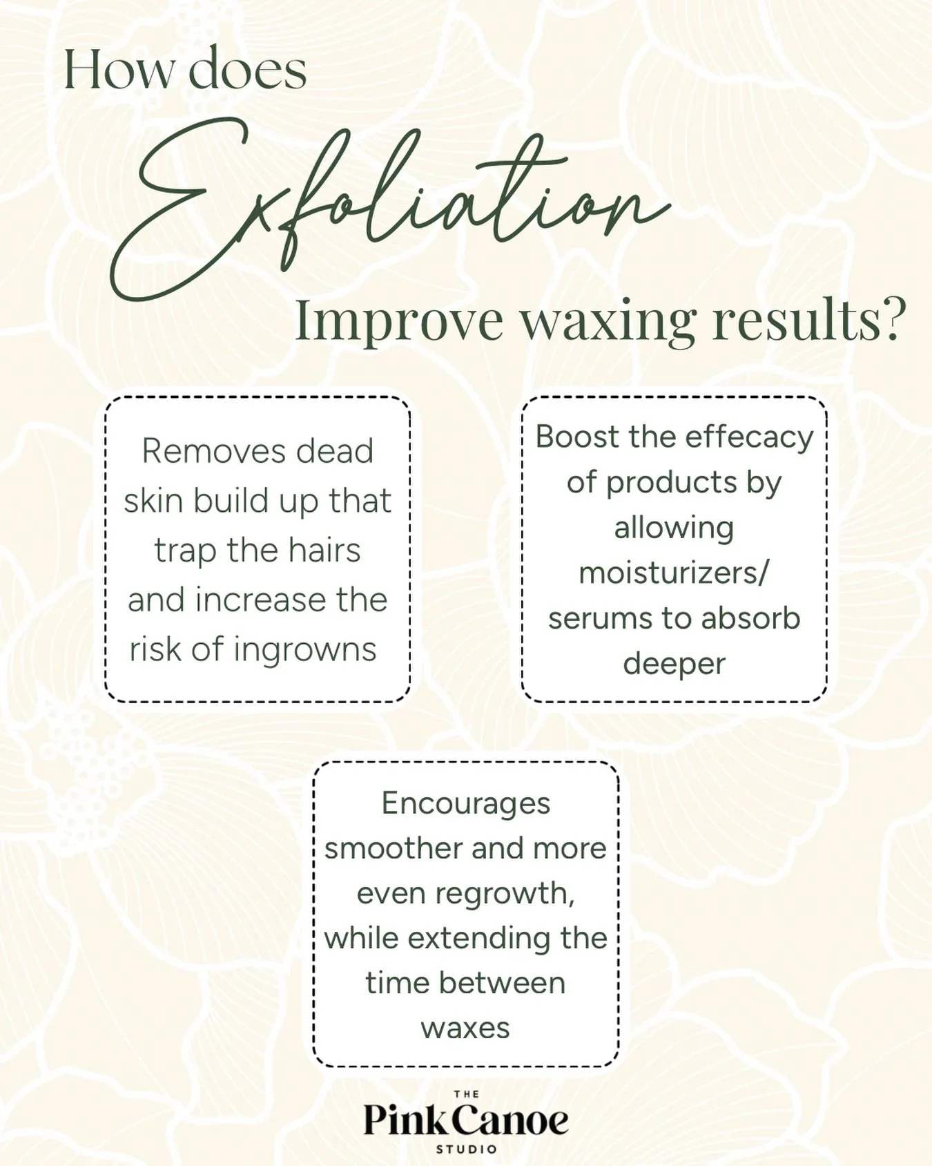 Your wax results are only as good as your home care 👏

Regular exfoliation helps prevent ingrowns, keeps your skin smooth, and allows waxes to be cleaner and more effective over time. Think of it as the secret to better regrowth, healthier skin, and