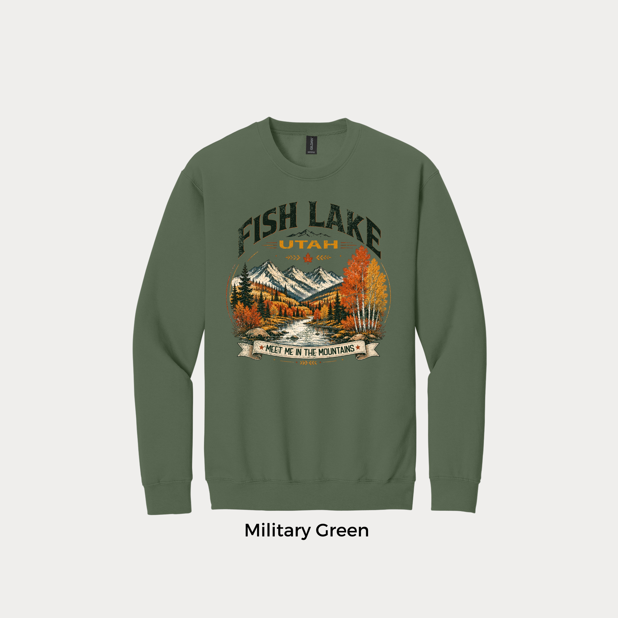 Distressed Fish Lake Utah Crewneck
