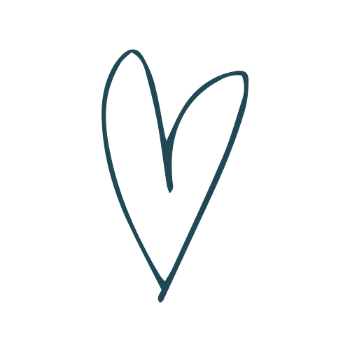 Simple hand-drawn heart symbol in dark blue on a white background.