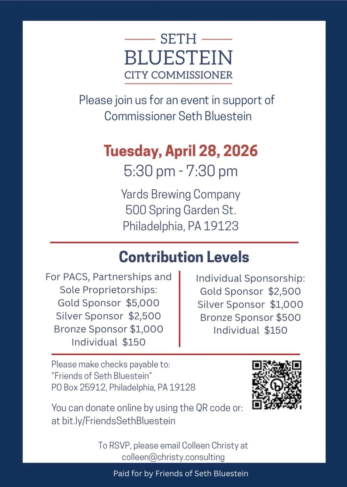 An Evening in Support of Commissioner Seth Bluestein