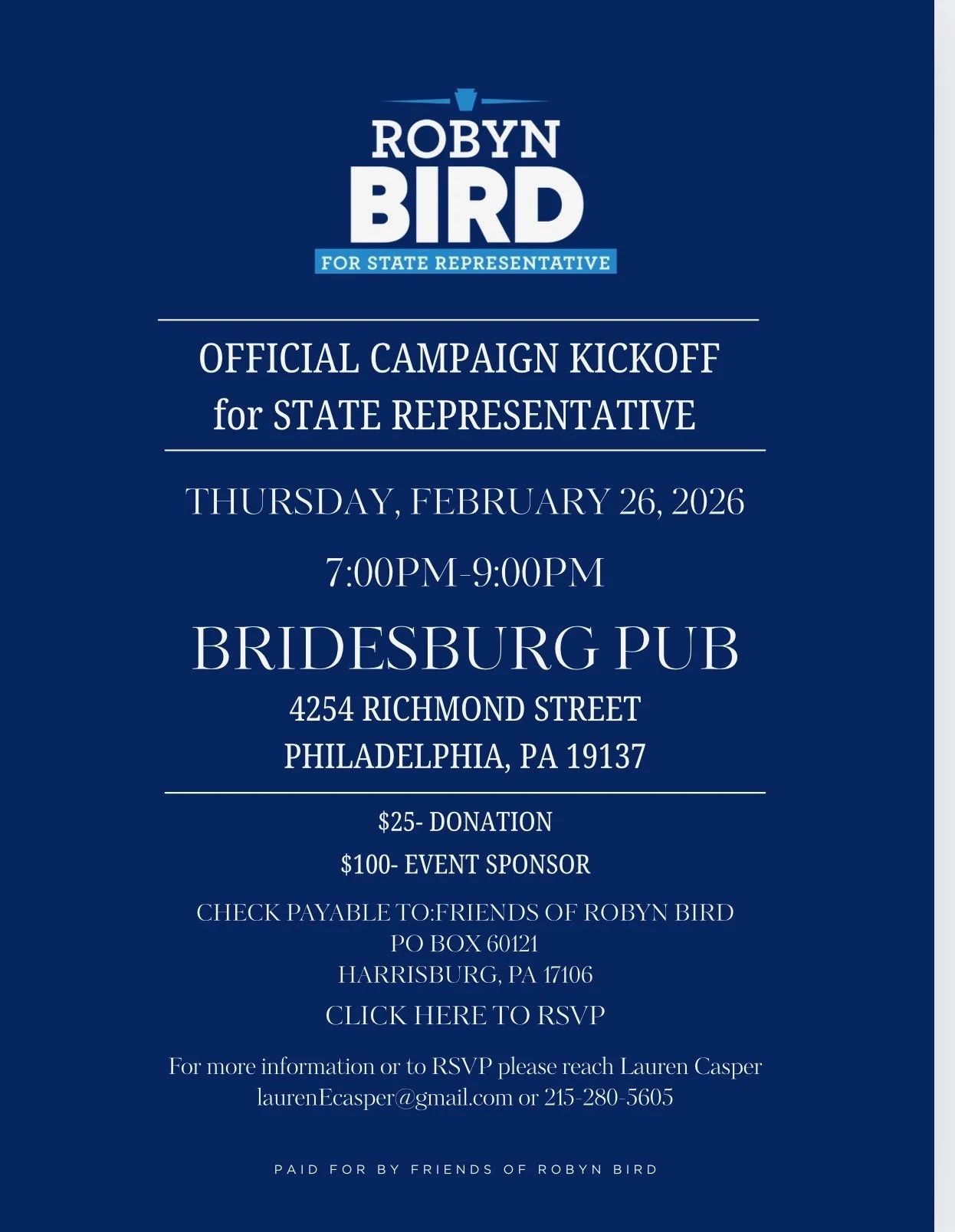 Official Campaign Kickoff for Robyn Bird for State Representative