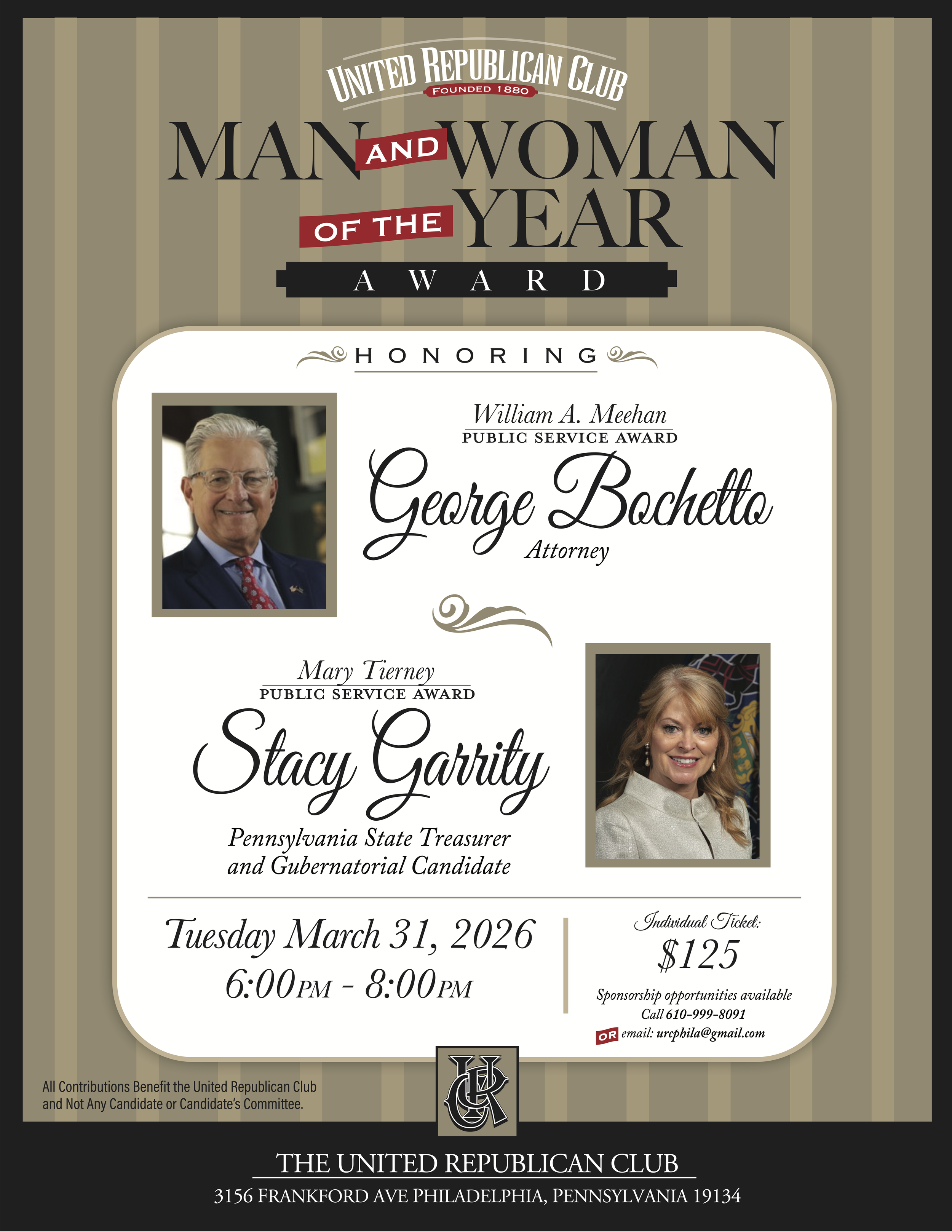 United Republican Club Man and Woman of the Year Award